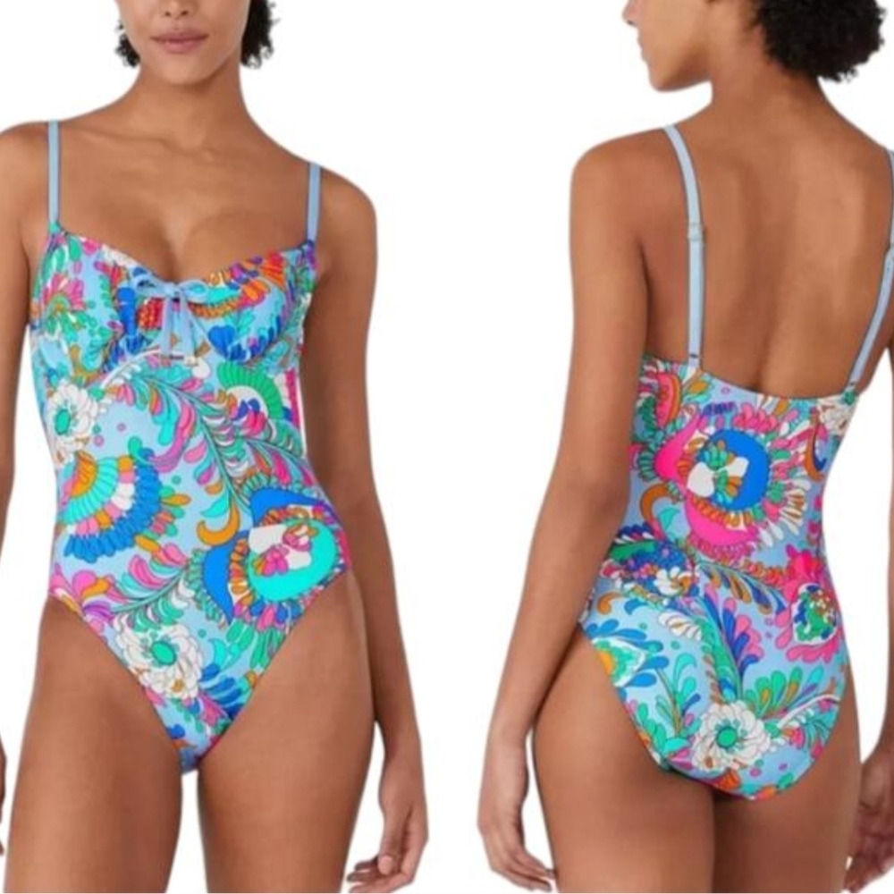 Kate Spade New York One Piece Swimsuit XL NWT Spring Water Floral Paisley
